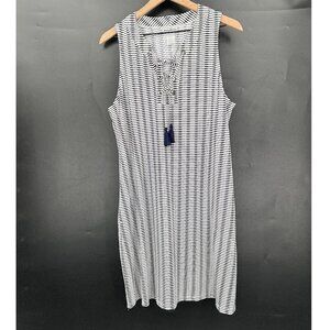 Tommy Bahama Black and White Striped Swim Coverup